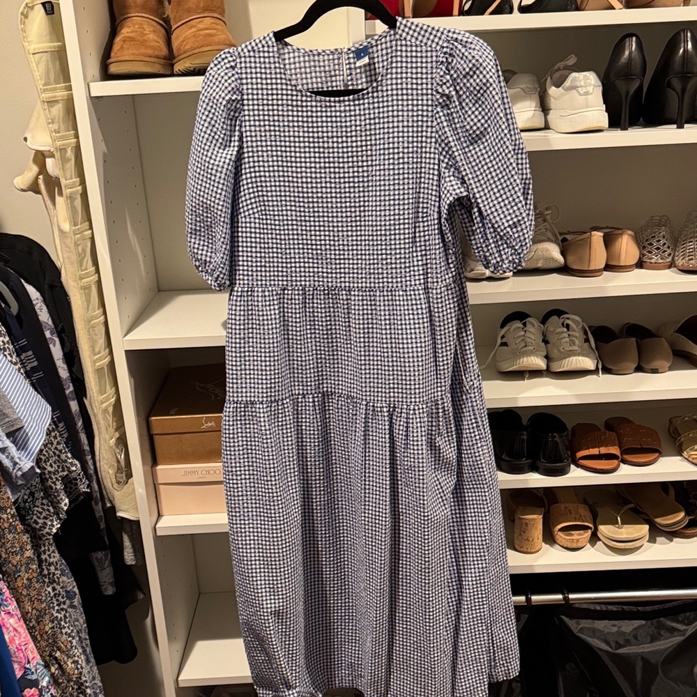 Old Navy Navy and White Checkered Dress
